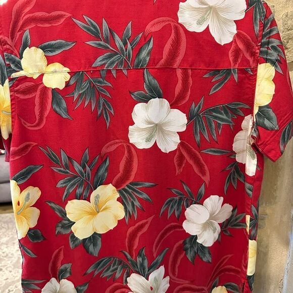 Hawaiian Aloha VTG Sunset Cove Where Dreams Are Made Red Hibiscus Rayon - Picture 6 of 12